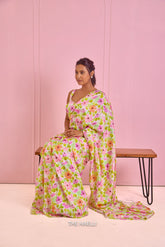 Sofia White Crepe Silk Saree